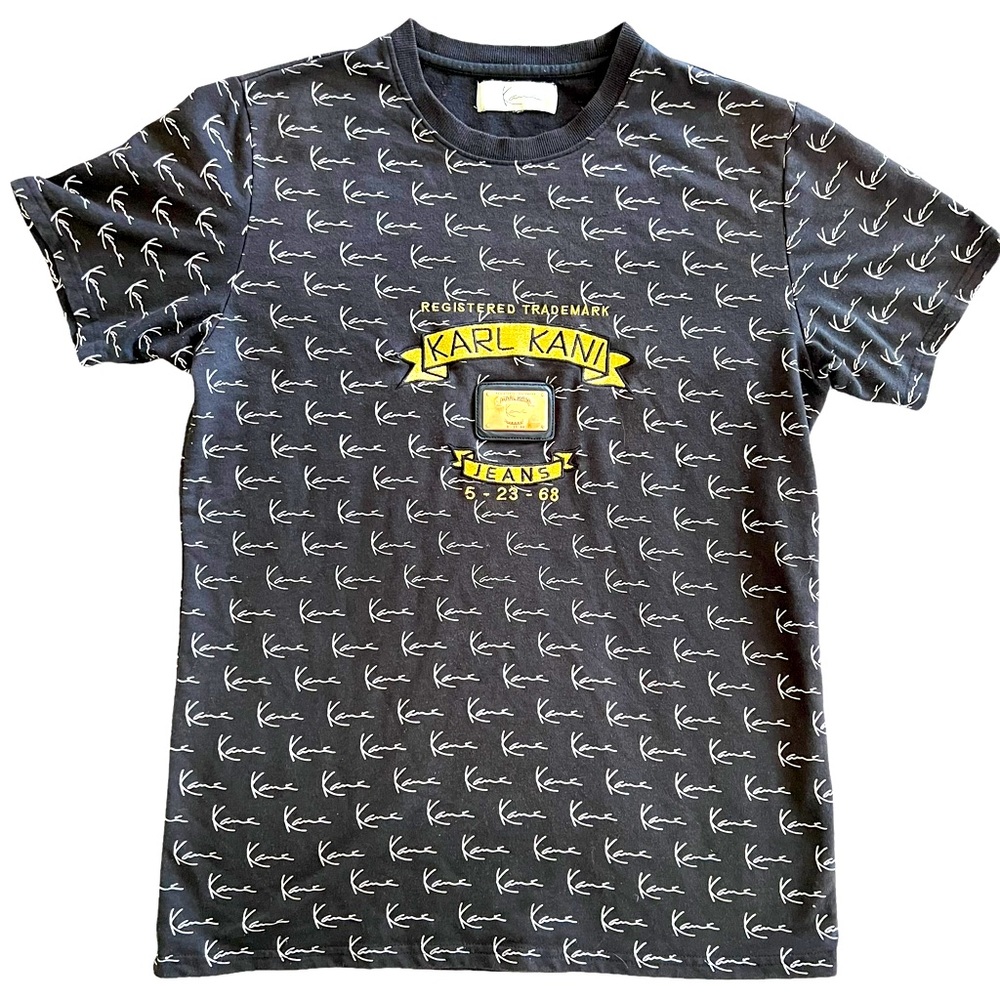 Karl Kani T-Shirt ~ Men's Small ~ Black with Gold Plate